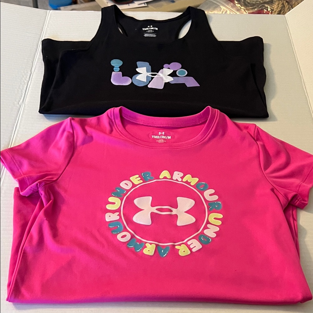 Under Armour Kids Black and Pink Tops GUC